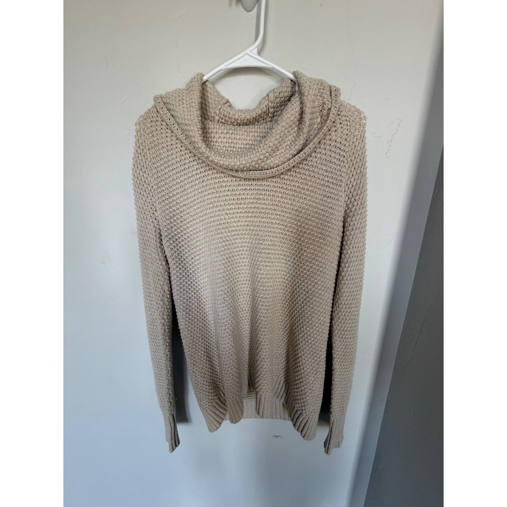 Gap Womens Cowl Neck Sweater Oatmeal Beige Knit Wool Blend Pullover Medium